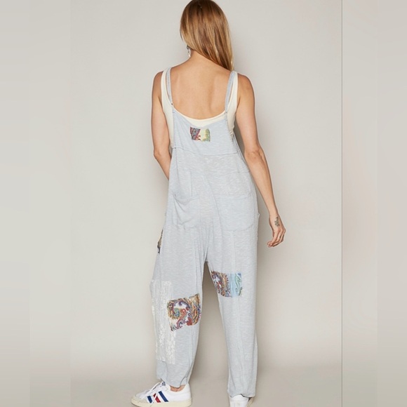 New POL Light Blue Patchwork Jumpsuit - Picture 3 of 10
